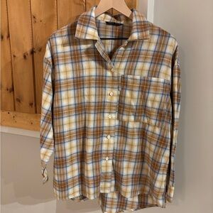 SHEIN Brown and Cream Plaid Casual Shirt